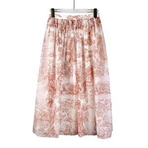 Christian Dior Light Pink Jungle Animal Print Cotton Skirt 36 XS Made In France